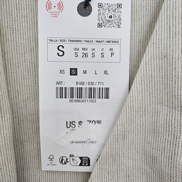 New ZARA WOMAN V-NECK ZW COLLECTION ASYMMETRIC STRIPED WAISTCOAT SAND Size S - Picture 5 of 13